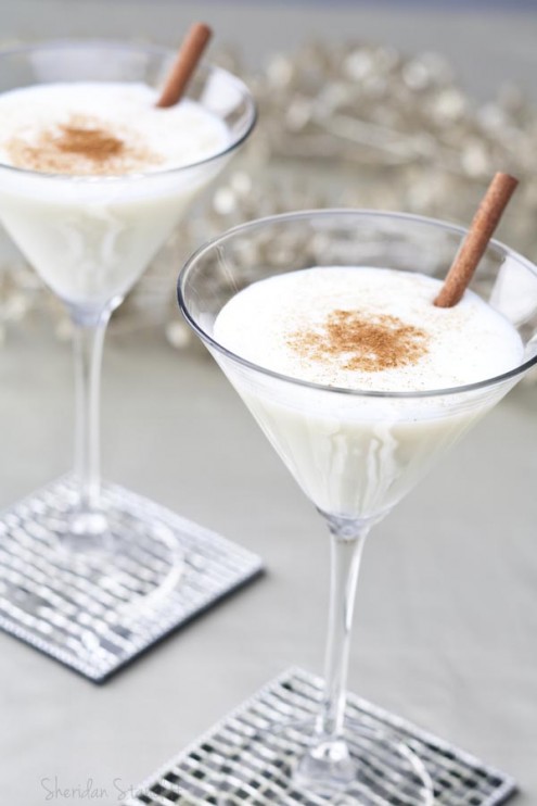 eggnog martini with cinnamon