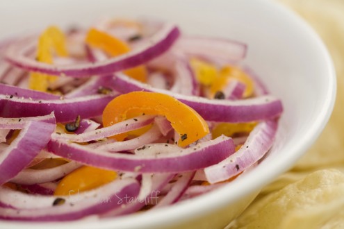 close-up of onion salsa